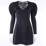 V-Neck Puff Sleeve Dress