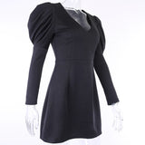 V-Neck Puff Sleeve Dress