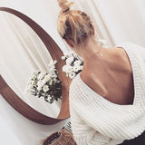 V-neck Backless Sweater