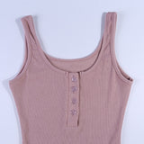 WannaThis genou-longueur robe tricoté élastique sans manches moulante femmes élégantes 2019 été Sexy col en v bouton fête Slim robes