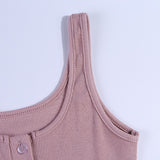 WannaThis genou-longueur robe tricoté élastique sans manches moulante femmes élégantes 2019 été Sexy col en v bouton fête Slim robes