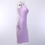 WannaThis genou-longueur robe tricoté élastique sans manches moulante femmes élégantes 2019 été Sexy col en v bouton fête Slim robes