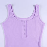 WannaThis genou-longueur robe tricoté élastique sans manches moulante femmes élégantes 2019 été Sexy col en v bouton fête Slim robes