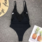 Simplee High cut swimsuit one piece V-neck swimwear women bathing suit Monokini bathing suit Sexy bikini push up Summer 2019