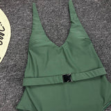 Simplee High cut swimsuit one piece V-neck swimwear women bathing suit Monokini bathing suit Sexy bikini push up Summer 2019