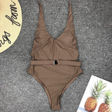 Simplee High cut swimsuit one piece V-neck swimwear women bathing suit Monokini bathing suit Sexy bikini push up Summer 2019