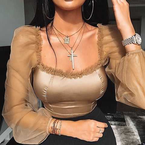 Mesh Sleeve Blouse