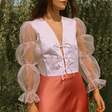 Mesh Spliced Blouse