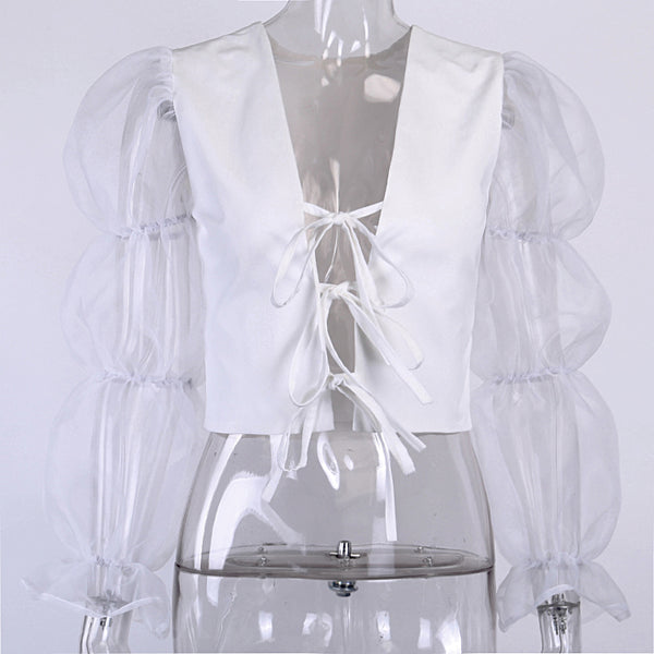 Mesh Spliced Blouse