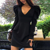 V-Neck Puff Sleeve Dress