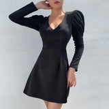 V-Neck Puff Sleeve Dress