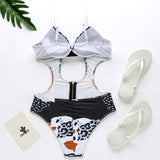 Simplee Floral print bikini Plus size leopard swimwear bodysuits one-piece White Push up lady sexy beach chic swimsuit monokini