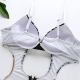 Simplee Floral print bikini Plus size leopard swimwear bodysuits one-piece White Push up lady sexy beach chic swimsuit monokini