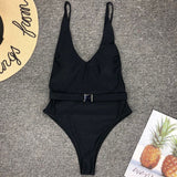 Simplee High cut swimsuit one piece V-neck swimwear women bathing suit Monokini bathing suit Sexy bikini push up Summer 2019