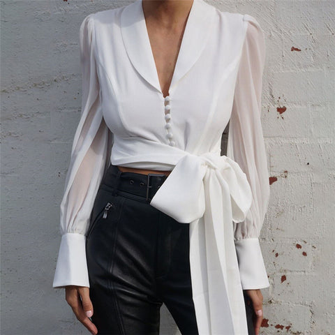 Deep V-Neck Blouse