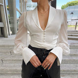 Deep V-Neck Blouse