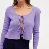 Knotted Tie Cropped Cardigan