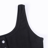 WannaThis genou-longueur robe tricoté élastique sans manches moulante femmes élégantes 2019 été Sexy col en v bouton fête Slim robes