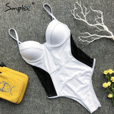 Simplee Mesh transparent bikini 2019 new Sexy bodysuits one piece swimsuit female Push up neon swimwear women bathing suit swim