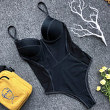 Simplee Mesh transparent bikini 2019 new Sexy bodysuits one piece swimsuit female Push up neon swimwear women bathing suit swim