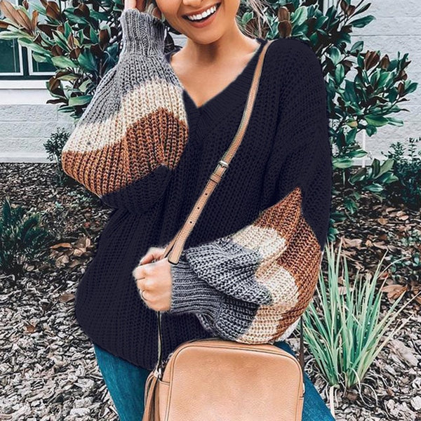 V-Neck Stripe Sweater