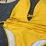 Simplee Deep v-neck bodysuit one-piece Bondage white bikini 2019 High cut swimsuit female Push up sexy swimwear women Monokini