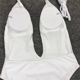 Simplee Deep v-neck bodysuit one-piece Bondage white bikini 2019 High cut swimsuit female Push up sexy swimwear women Monokini