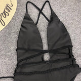 Simplee Deep v-neck bodysuit one-piece Bondage white bikini 2019 High cut swimsuit female Push up sexy swimwear women Monokini