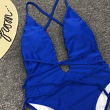 Simplee Deep v-neck bodysuit one-piece Bondage white bikini 2019 High cut swimsuit female Push up sexy swimwear women Monokini