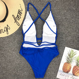Simplee Deep v-neck bodysuit one-piece Bondage white bikini 2019 High cut swimsuit female Push up sexy swimwear women Monokini