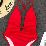 Simplee Deep v-neck bodysuit one-piece Bondage white bikini 2019 High cut swimsuit female Push up sexy swimwear women Monokini
