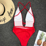 Simplee Deep v-neck bodysuit one-piece Bondage white bikini 2019 High cut swimsuit female Push up sexy swimwear women Monokini