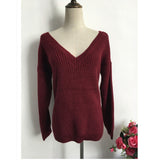 V-neck Backless Sweater